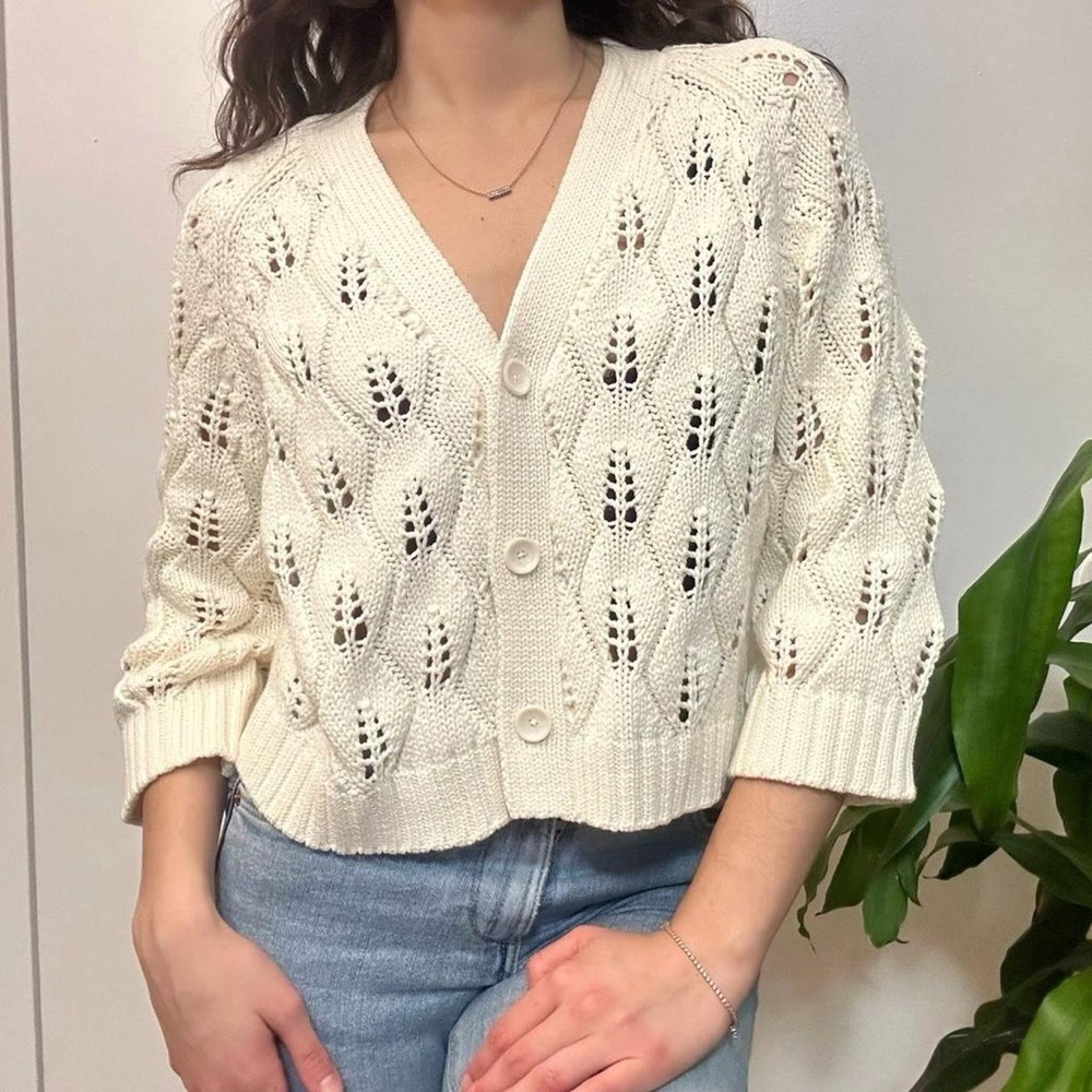 Part Two Cream Knit Cardigan, Size Small - Picture 5 of 8